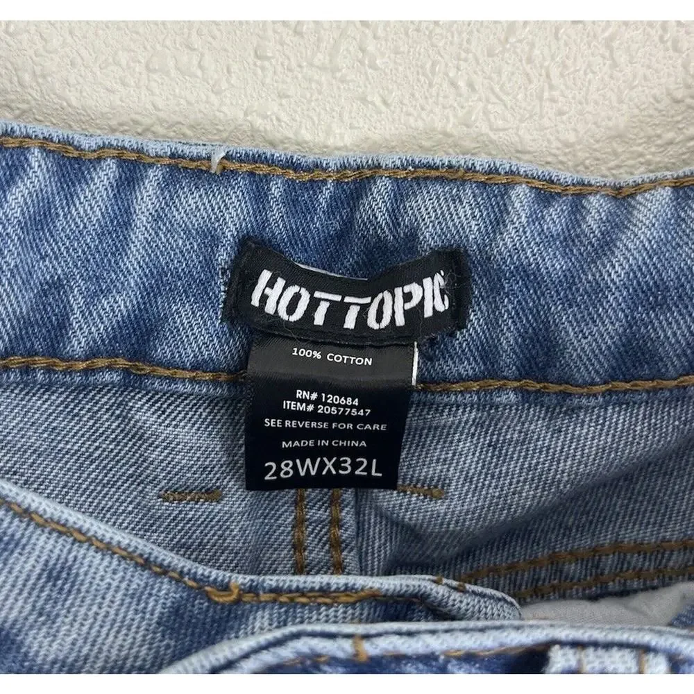Hot Topic Indigo Light Wash Distressed Carpenter Denim Jeans Mens Size 28 X 32